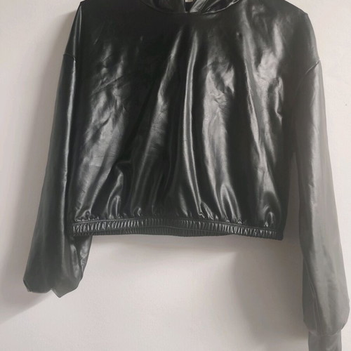 Cropped φούτερ with hood like new, black, size M