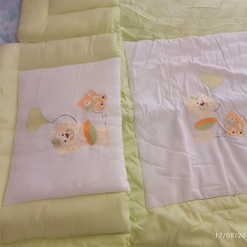 Baby Crib Bedding Set with Embroidered Teddy Bears