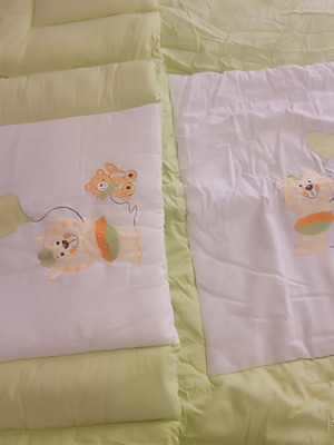 Baby Crib Bedding Set with Embroidered Teddy Bears