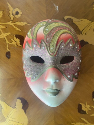 Vintage porcelain box used with Venetian mask