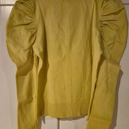 H&M knitted cardigan with puffed shoulders like new, yellow