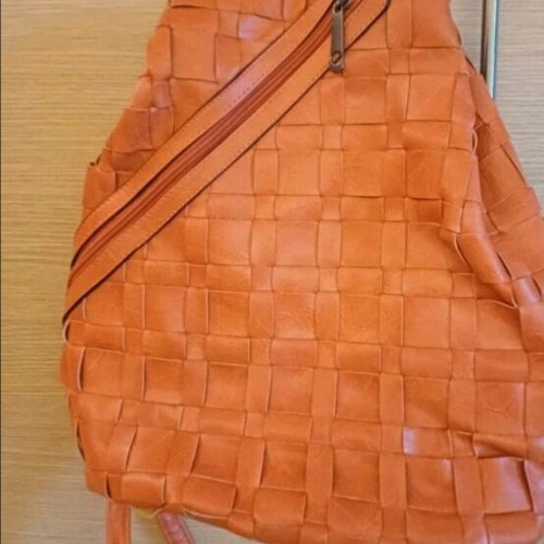 Women's backpack bag orange eco leather like new