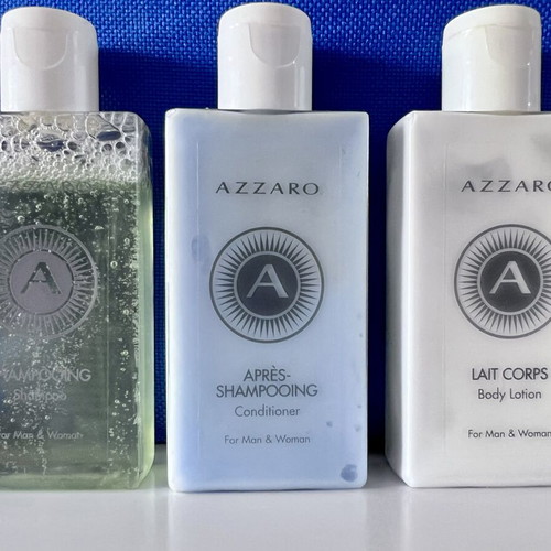 Azzaro care set new, shampoo, conditioner & body lotion travel size