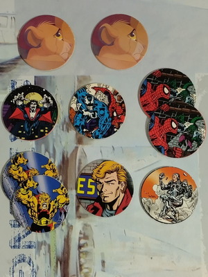 Lion King and Spiderman collectible pogs