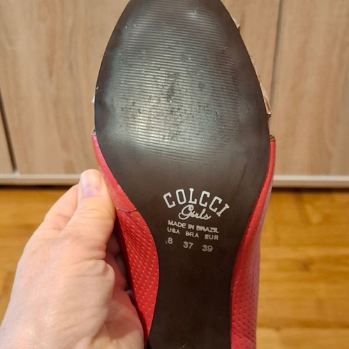 Shoes like new, brown and red leather pumps, size 39