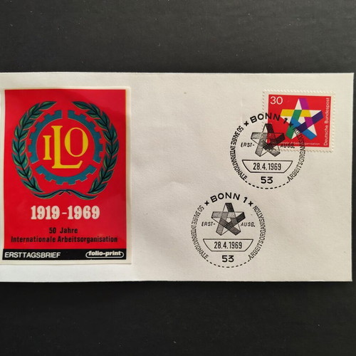 Φάκελος Πρώτης Ημέρας ΦΠΗΚ Γερμανία 1969 International Labour Organization ILO σαν καινούργιο