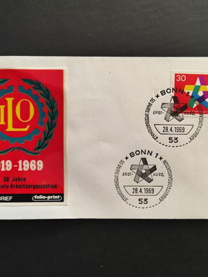 Φάκελος Πρώτης Ημέρας ΦΠΗΚ Γερμανία 1969 International Labour Organization ILO σαν καινούργιο
