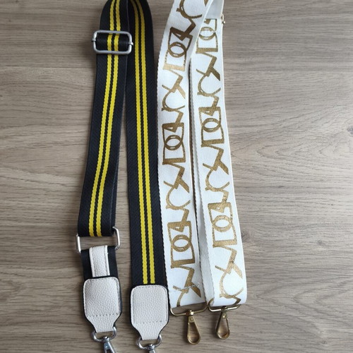 Cross body bag straps used, set of two, black and white