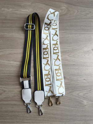 Cross body bag straps used, set of two, black and white