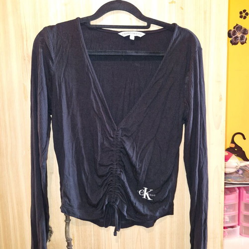 Calvin Klein black long-sleeve blouse new size M