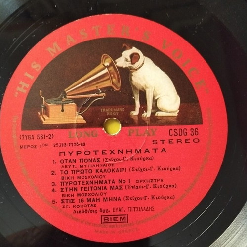Pyrotechnimata vinyl record Vangelis Pitsiladis