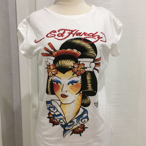 Ed Hardy t-shirt Women Geisha M white new