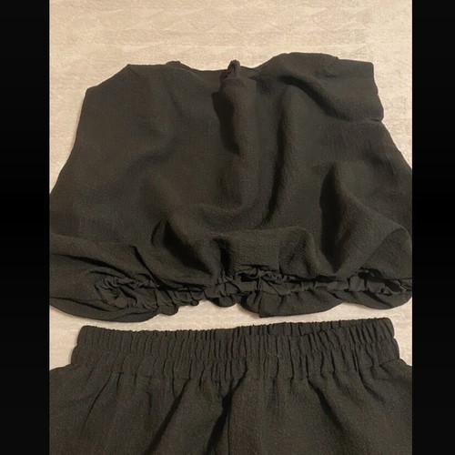 Top and wide-leg pants set black like new
