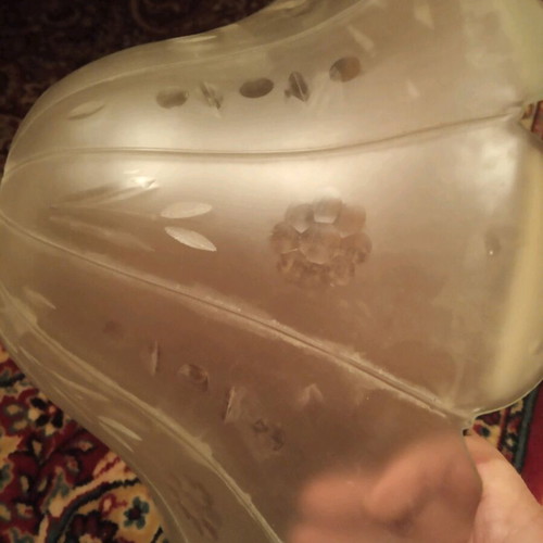 Ceiling light glass used, frosted with carved designs diameter 40