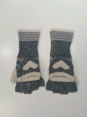 Πλεκτά γάντια μετατρεπόμενα σε mittens γκρι-μπεζ σαν καινούργια