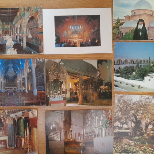 Religious postcards used, set of 14 with churches and monasteries
