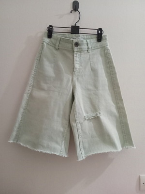 Bershka denim bermuda shorts used, mint color, size XXS