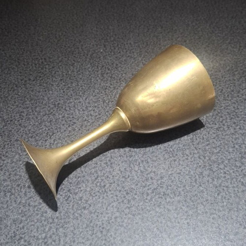 Brass liqueur glass used, vintage style, 100-120 ml