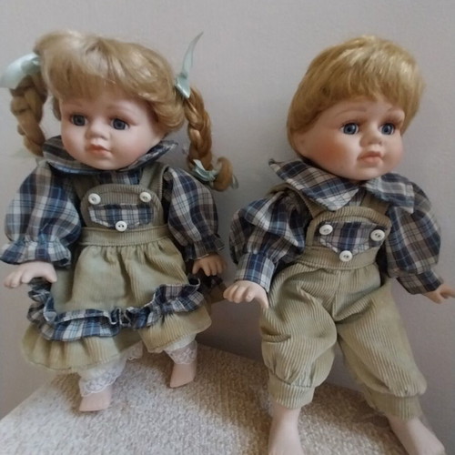 Vintage German porcelain twin dolls like new
