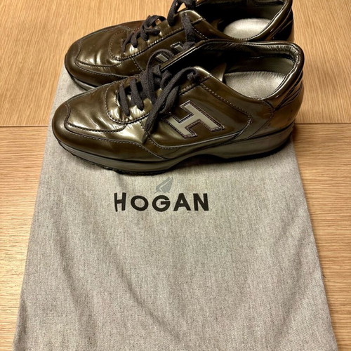 Hogan sneakers used, gray glossy, size 39