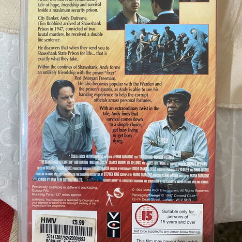 The Shawshank Redemption VHS like new, adventure, 1995