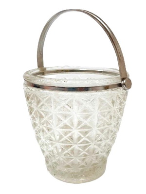 Vintage glass ice bucket like new with metal handle