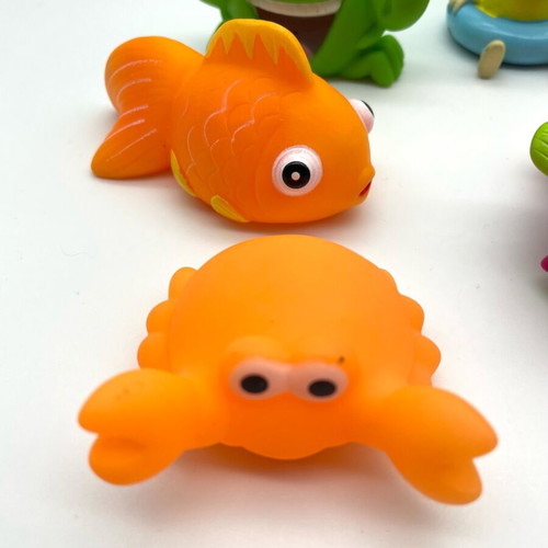 Small floating animals used, set of 10, soft plastic
