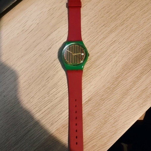 Swatch vintage watch used, green/red, Swiss Made