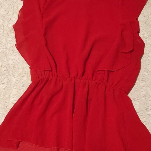 Blouse red medium semi-transparent with details