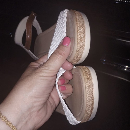 Sandals platform new, white and beige, size 43 approx