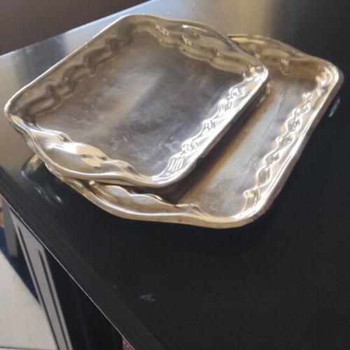Silver-plated trays used, set of 2 pieces