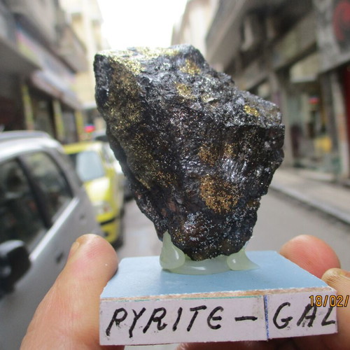 Pyrite, Galena, Sphalerite mineral new 3 in 1, size 7 cm