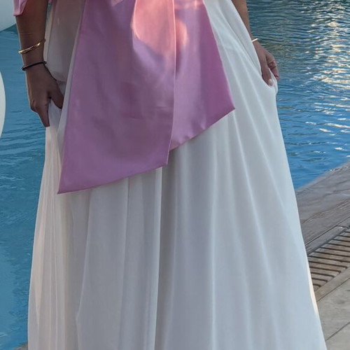 Dress for godmother used once, muslin, pink and white, size M