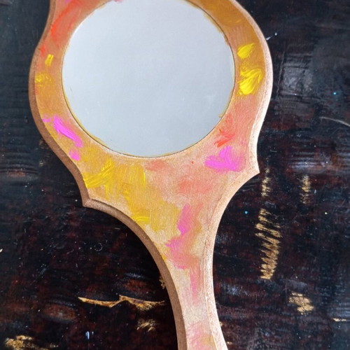 Hand mirrors new with paintings, 13x26cm, 3 designs