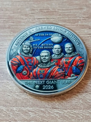 Artemis II The Next Giant Leap 2026 commemorative coin with silver finish
