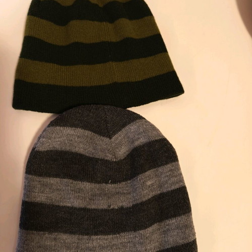 H&M hats like new, one size, gray and green, set of 2