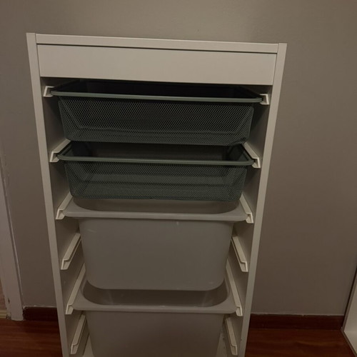 Trofast IKEA storage unit with boxes used, set of 2