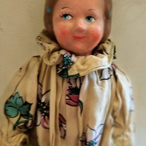 Vintage composition doll 1930s used, Art Deco style