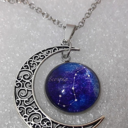 Scorpio Zodiac Pendant with Crescent Moon, like new