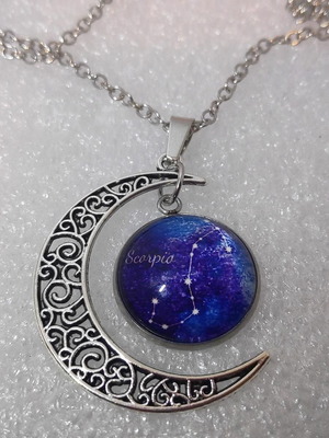 Scorpio Zodiac Pendant with Crescent Moon, like new