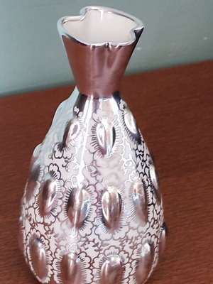 Vintage Italian Verbano Vase 17cm like new, porcelain with silver coating