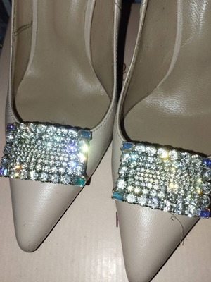 Tsakiris Mallas leather nude pumps with rhinestone decoration, size 39