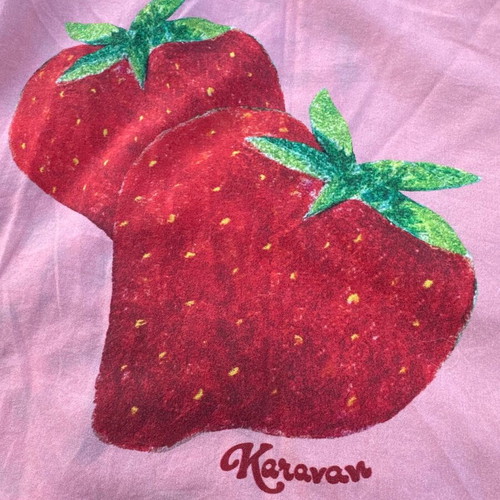 Karavan shirt with strawberry pattern, pink and red