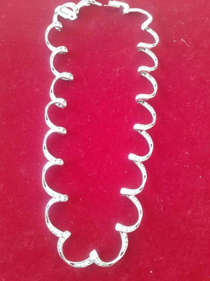 Περιδέραιο ασημένιο 925 με λευκά ζιργκόν καινούργιο, μήκος 45π.