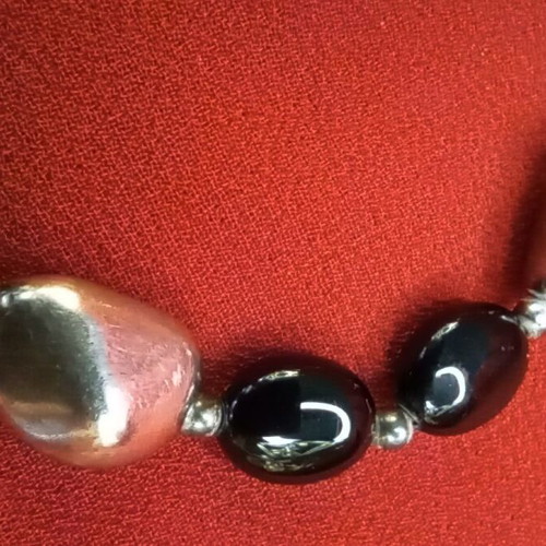 Handmade Silver 925 Bracelet with Black Onyx 19 cm like new