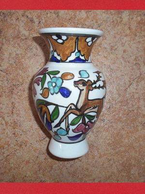 Rodian ceramic vase used 14 cm height, decorative, handmade by TRINGAZIS Rhodes Lindos