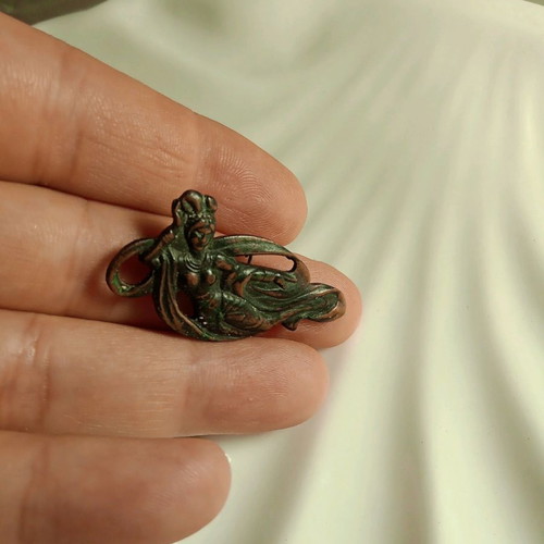 Embossed Pin Chinese Flying Goddess vintage copper color like new