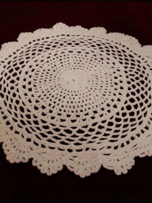 Hand-crocheted doily, new, ecru color
