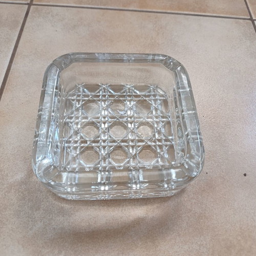 Diamond square crystal ashtray by AVIR like new