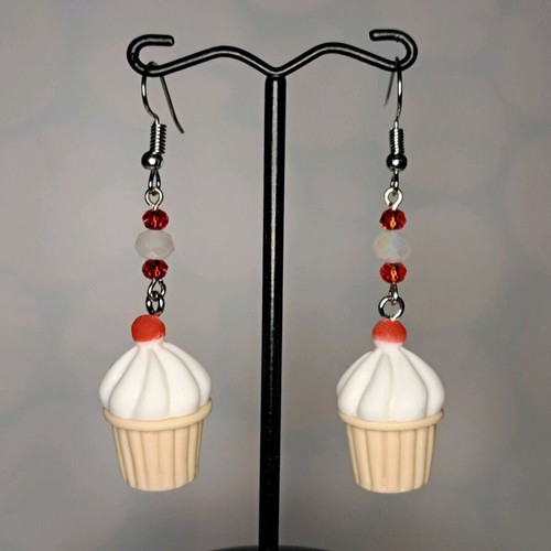 Handmade cupcake earrings new with crystals